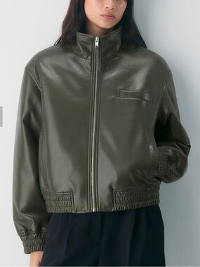 Josephine Dark Olive Leather Jacket